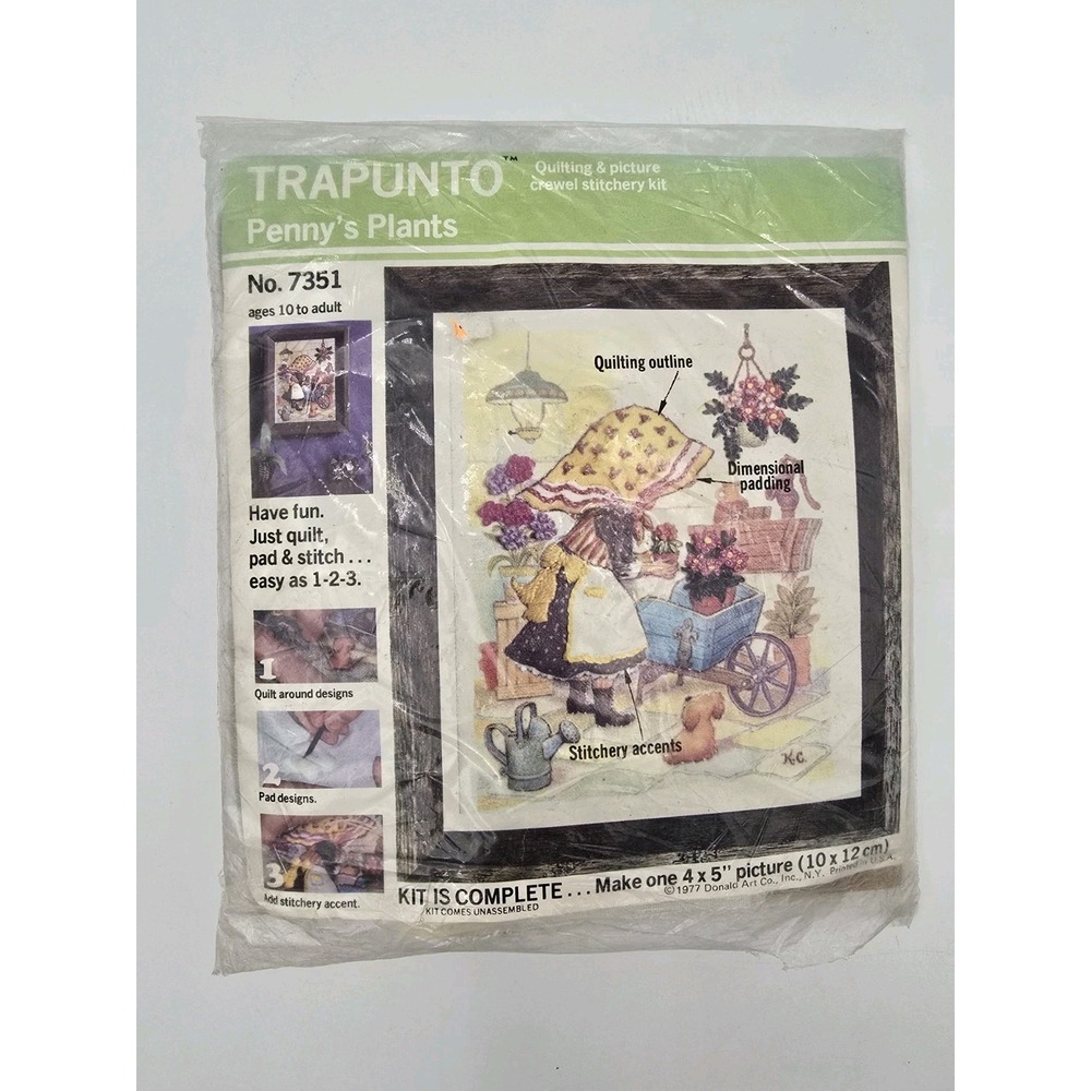 Vintage Trapunto Picture Kit Penny's Plants 4"x5" Small Craft Kit